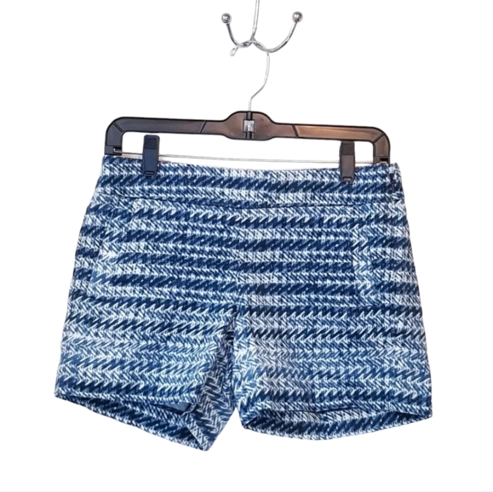 J.Crew Blue & White Abstract Stretch Shorts - Size 2